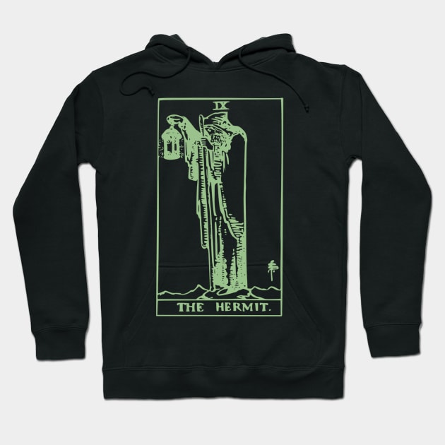 The Hermit Tarot Card Classic Occult White on Black Zed Lep Green Print Gothic Retro Tee Shirt Mug Sticker + More Hoodie by blueversion